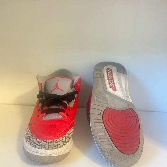 Jordan Kids Bright Red and Gray Sneakers - Picture 3 of 4